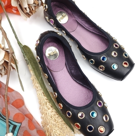 RAS Luxury Brand Blue Jeweled Ballet Flats Sz 38 - Picture 7 of 9